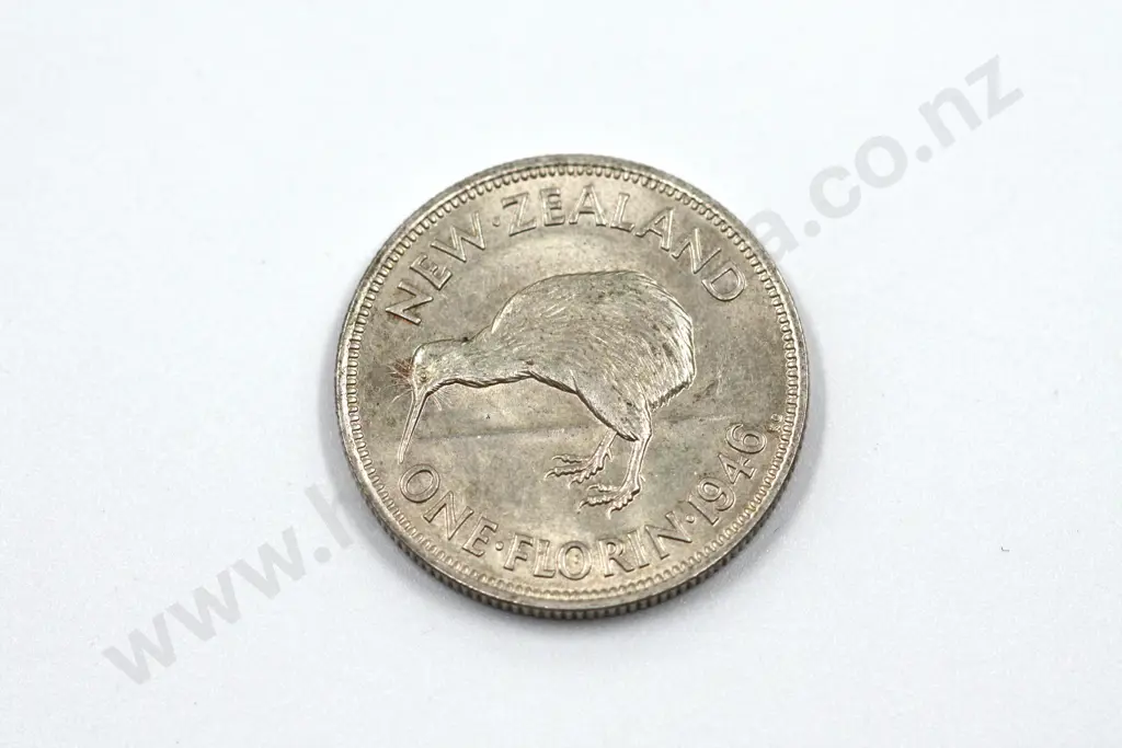 1946 ‘flat back’ florin, extremely fine. C.V. $400 Image 1++