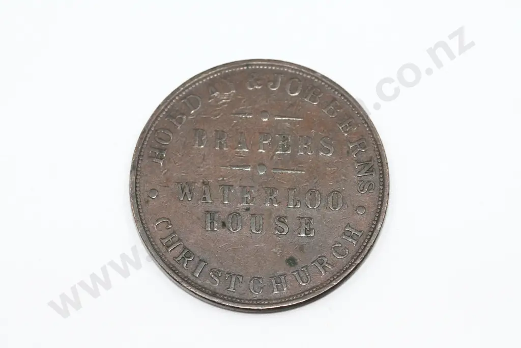 Hobday & Jobberns, Christchurch, one penny, ND ( 1874 – 75 ), fine. C.V. $65 Image 1++