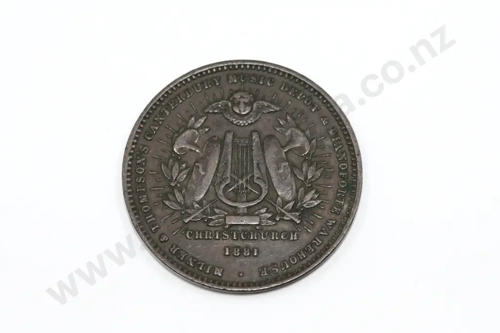 Milner & Thompson, Christchurch, one penny, 1881, very fine. C.V. $40 Image 1++