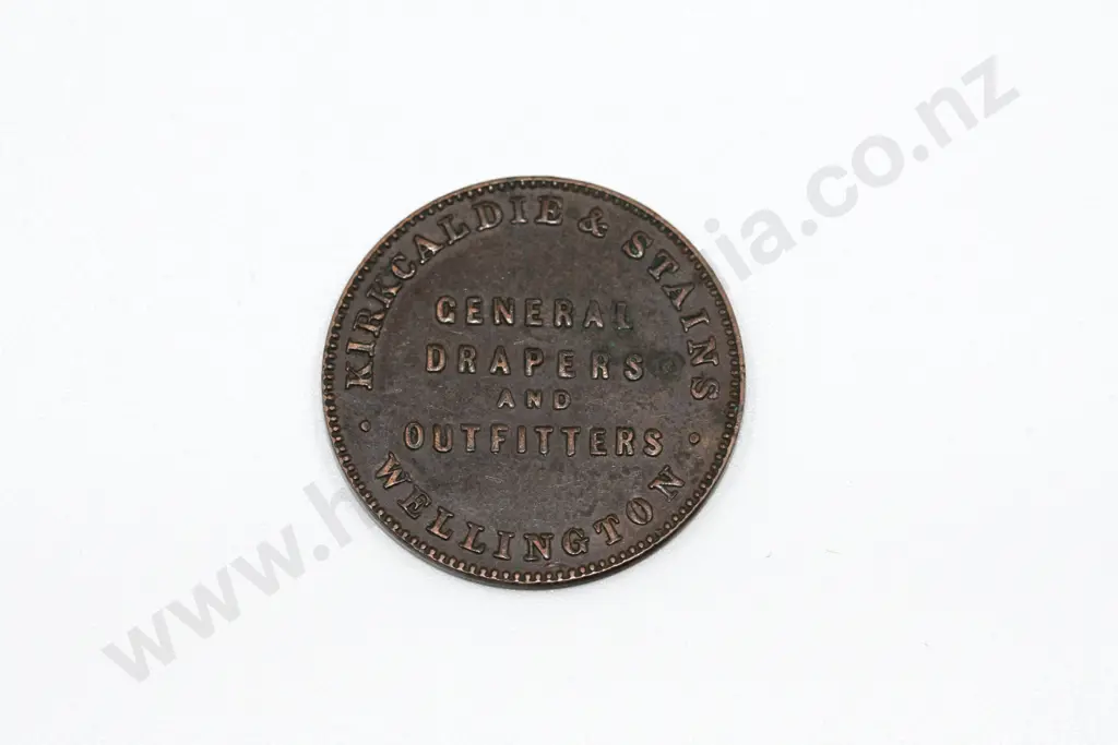 Kirkcaldie & Stains, Wellington, half penny, ND ( 1874 ), very fine. C.V. $60 Image 1++