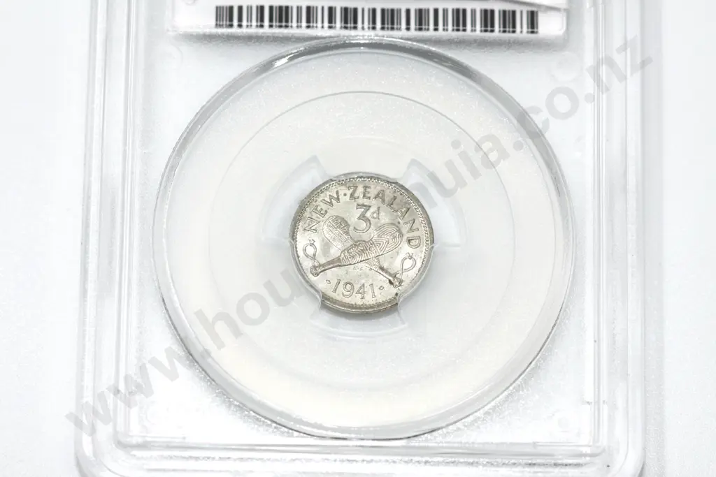 1941 threepence, AU 58. C.V. $400 Image 1++