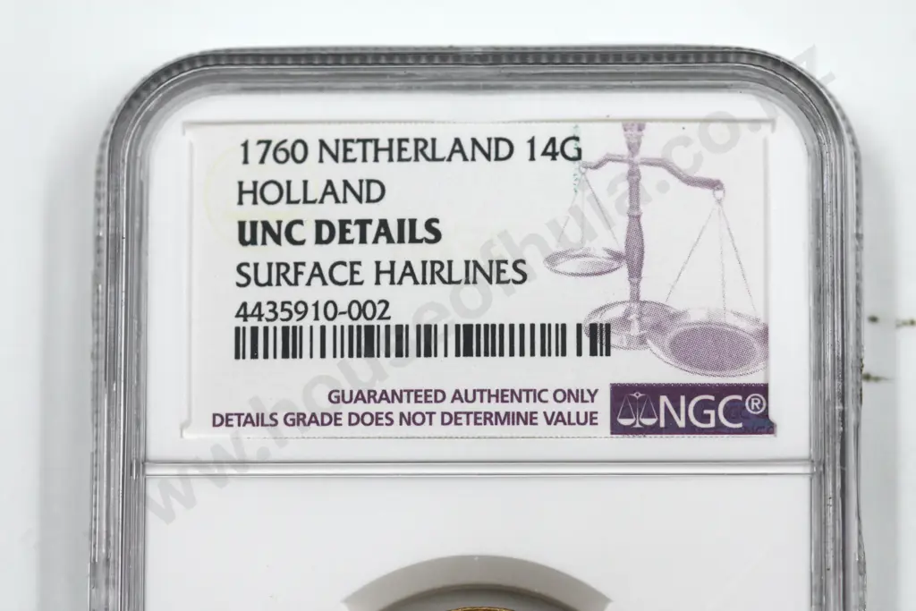 Netherlands - 1760 14 Guilders Gold Coin NGC Cased CAT USD$1400 Image 1++
