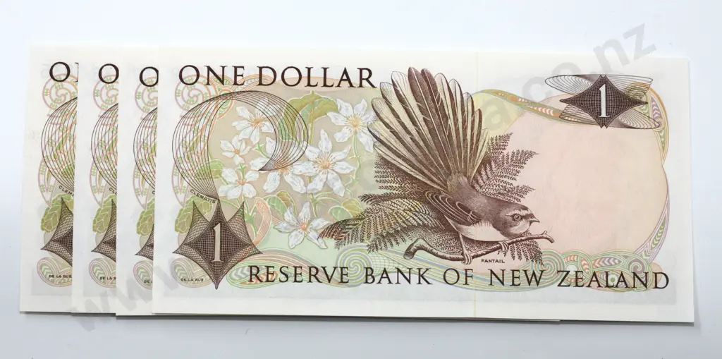 One dollar, four consecutively numbered notes, Hardie type one signature, almost uncirculated. Image 1++