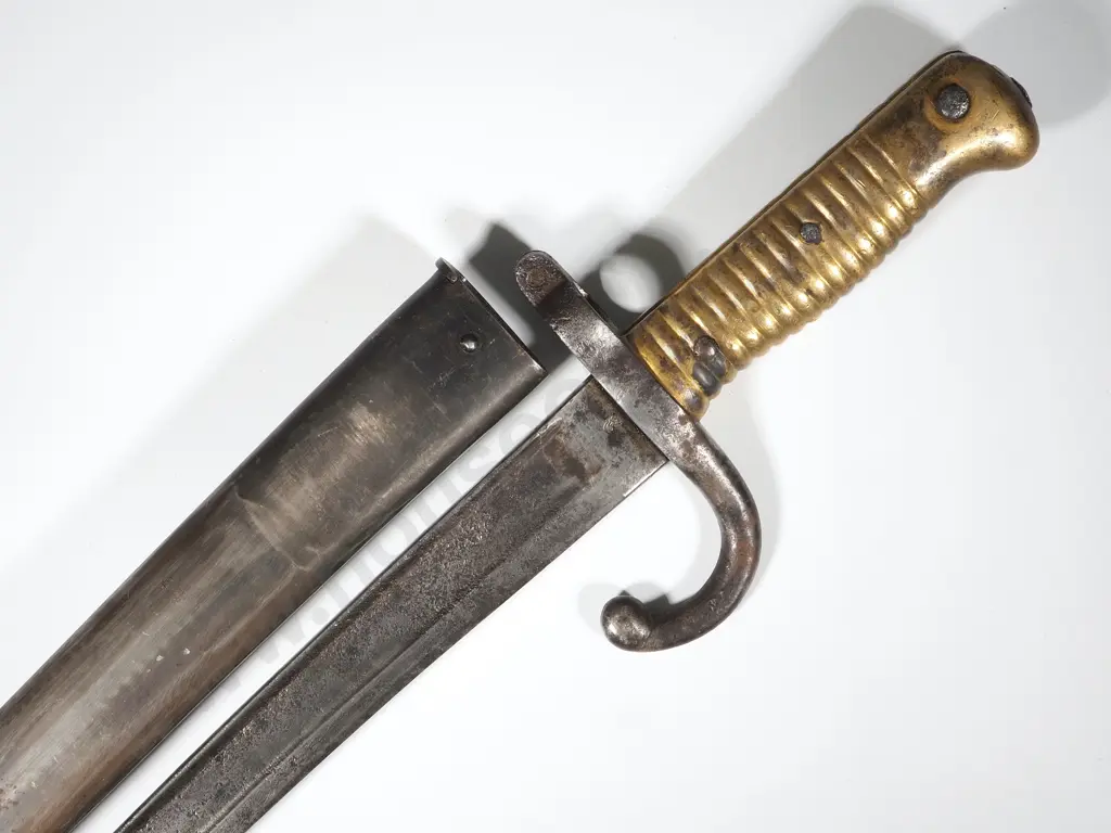 French Chassport Bayonet & Scabbard - Missing Scabbard Locking Piece & Tip Image 1++