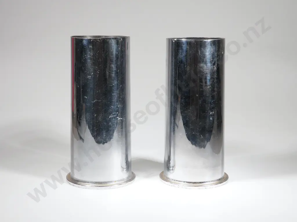 Two Chrome Shortened 12 Pounder Shell Cases Image 1++