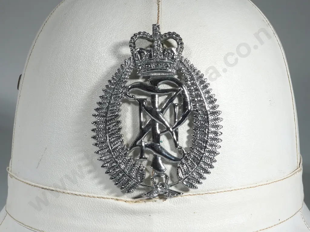 White New Zealand 1970's Police Helmet by Mt Castle Image 1++