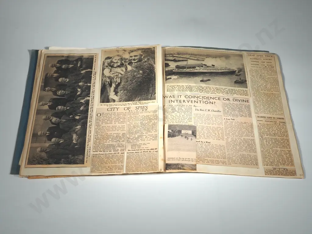 WW2 & New Zealand Newspaper Cutting Scrap Book Image 1++