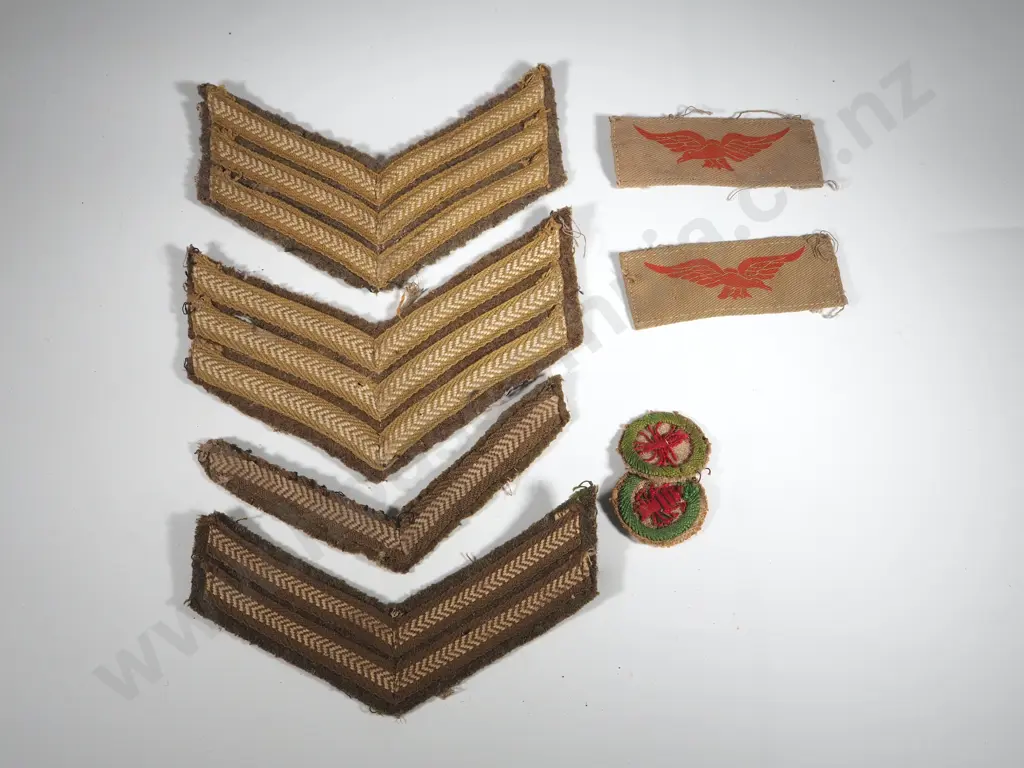 Assorted Airforce Shoulder Titles, Army Rank Chevrons & Possibly Womens land Army Patches Image 1++