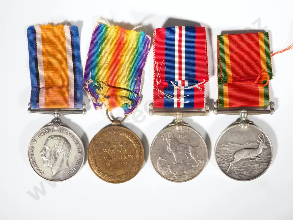 WW1 English pair & WW2 South African Pair Group of 4 to Arthur Dilley Image 1++