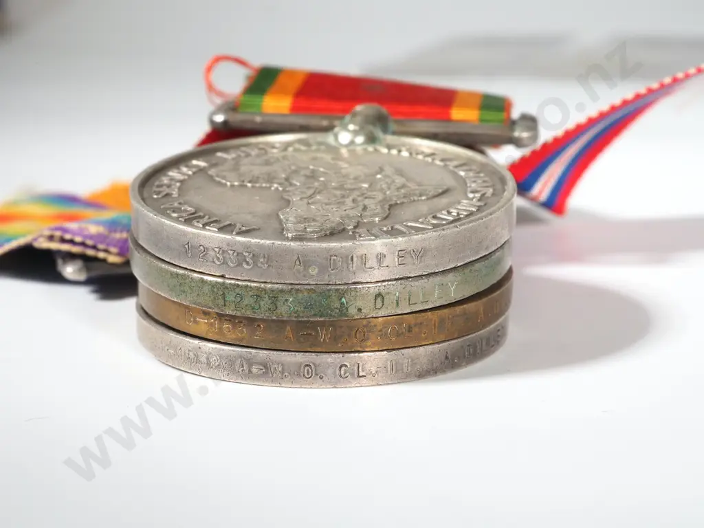 WW1 English pair & WW2 South African Pair Group of 4 to Arthur Dilley Image 1++