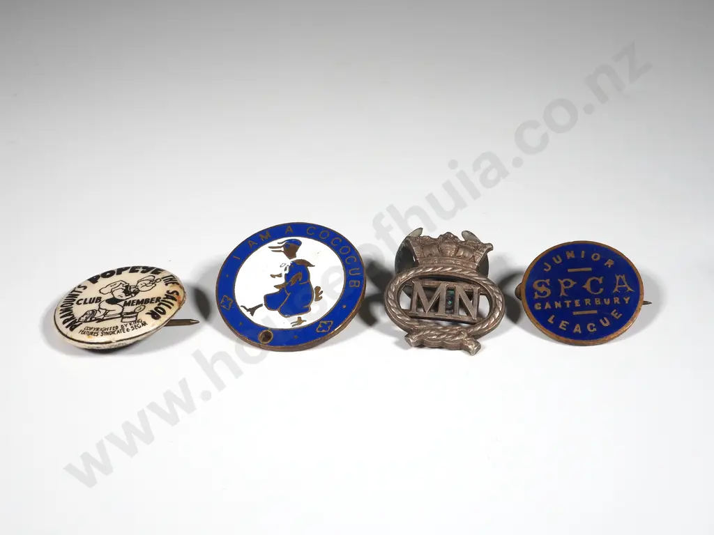 Silver Merchant Navy Lapel Badge & Three Other Vintage Pins  Image 1++