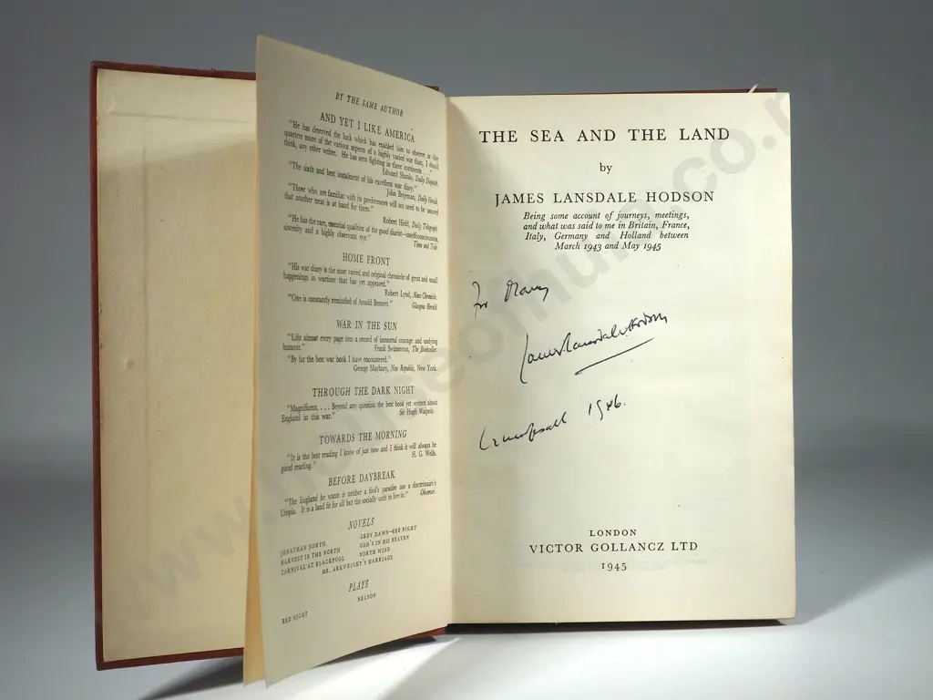 James Lansdale Hodson, The Sea and The Land, Gollancz, 1945, First edition. Image 1++