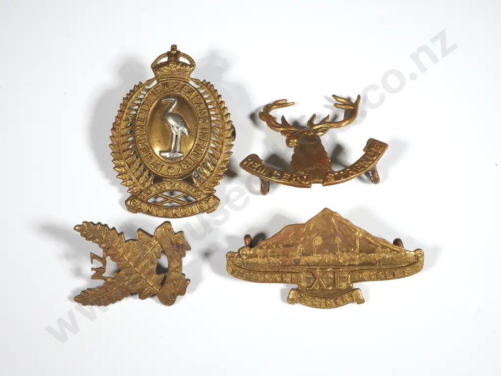 WW1 11th Taranaki Rifle Regt Cap/ 10th Nelson Mounted Rifles Cap / 31st Reinforcements Collar / Bimetal 1st Cantab Cap  Image 1++