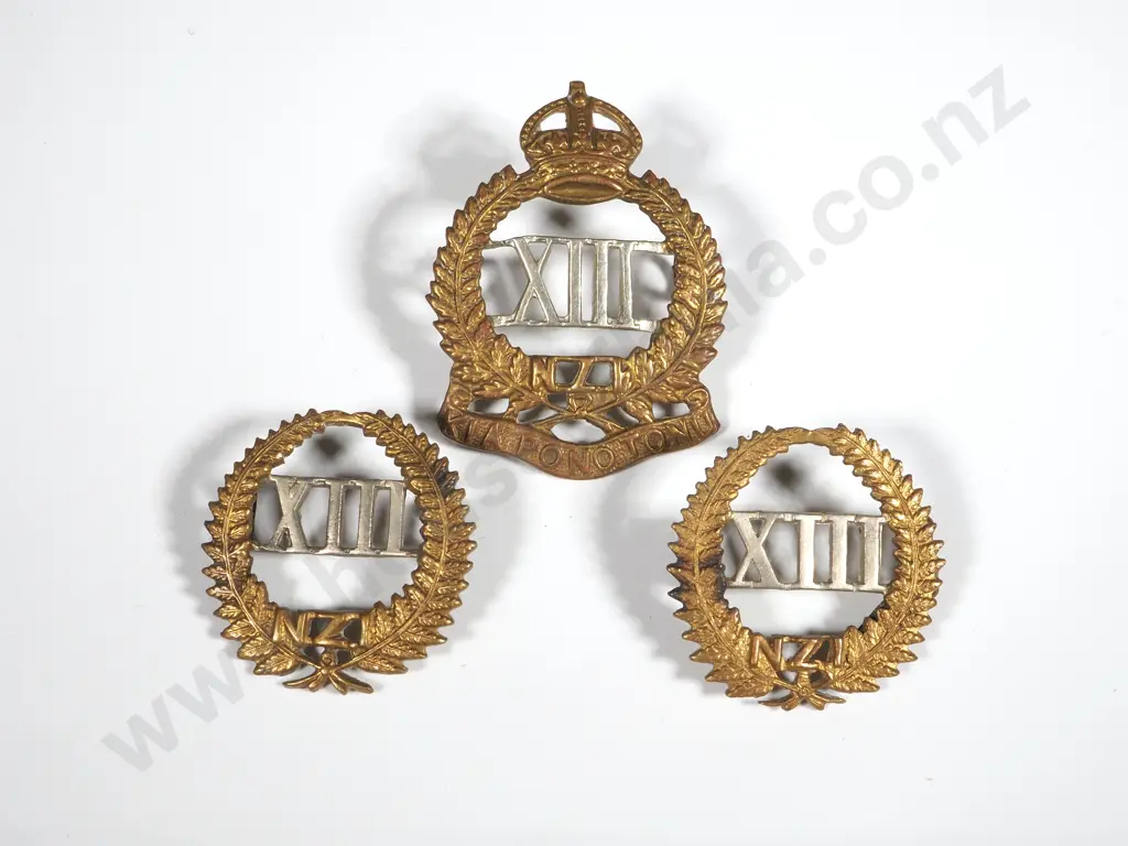 WW1 13th New Zealand Infantry Cap & Collar Badges  Image 1++
