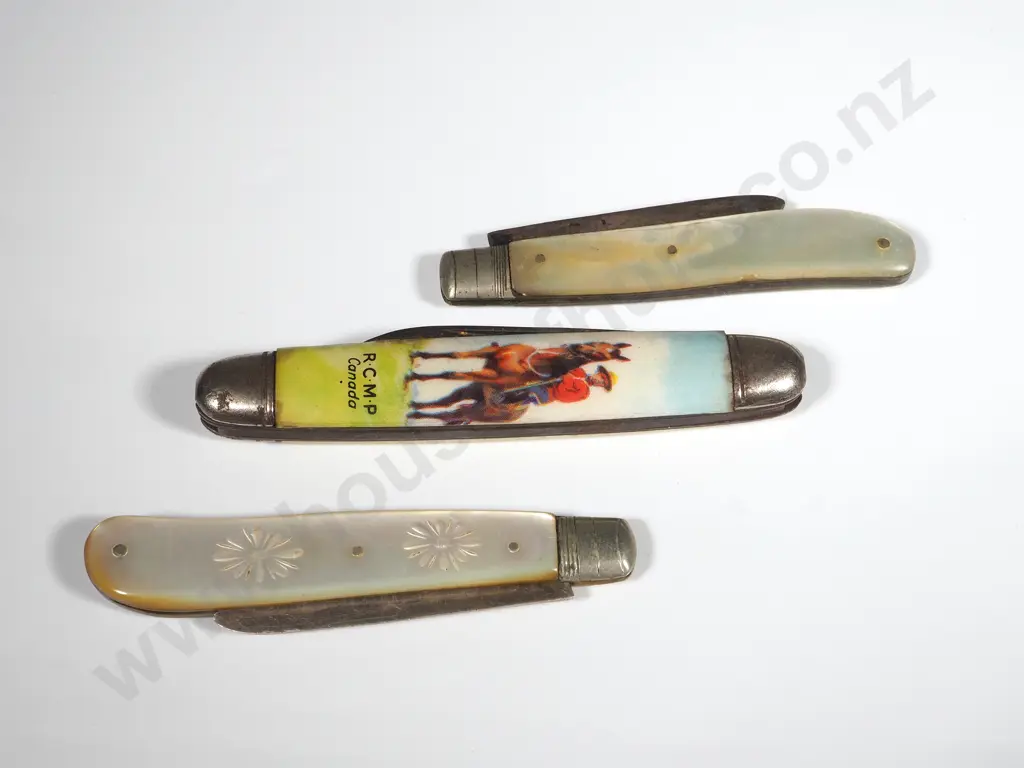 Three Pocket Knives - Two Sterling Silver & One Souvenir Royal Canadian Mounted Image 1++