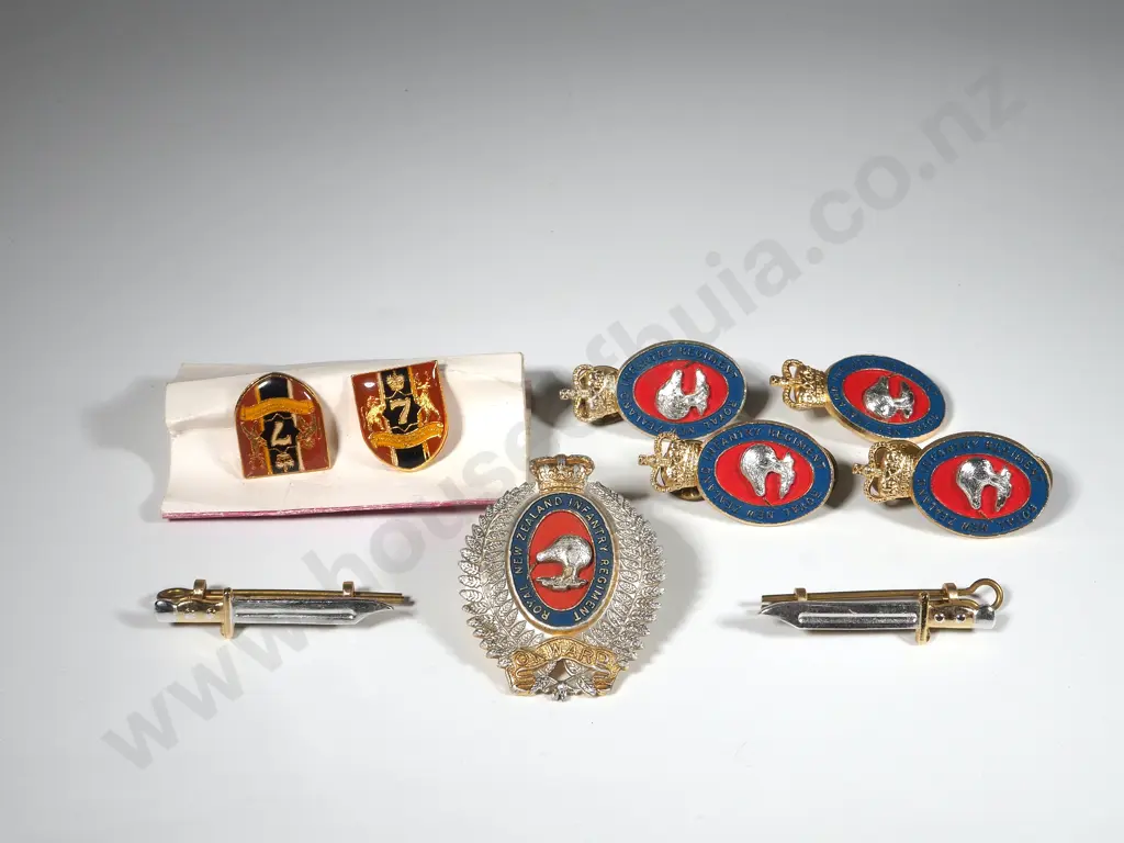 Assorted lot of RNZIR Anodised Cap & Collar Badges Image 1++