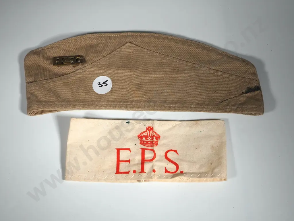 Home Guard Badge on Side Cap & E.P.S. Arm Band Image 1++