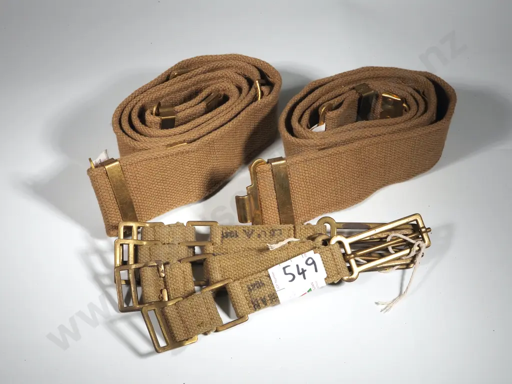 Two Reproduction Webbing Belts & Four 1941 Dated Brace Attachements Image 1++