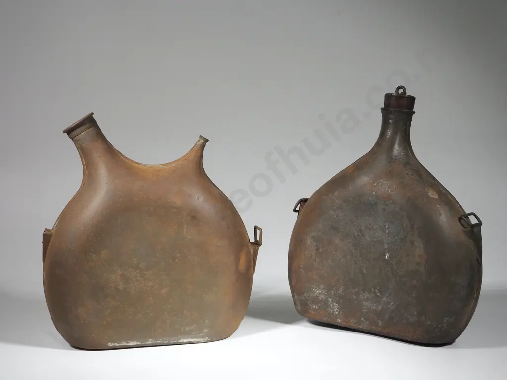 Two Antique Water Bottles - Likely Military Origin - A/F Image 1++