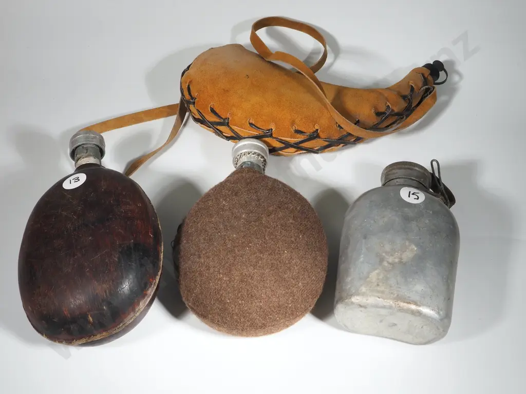 Two Round Style Military WaterBottles & One Aluminium Image 1++