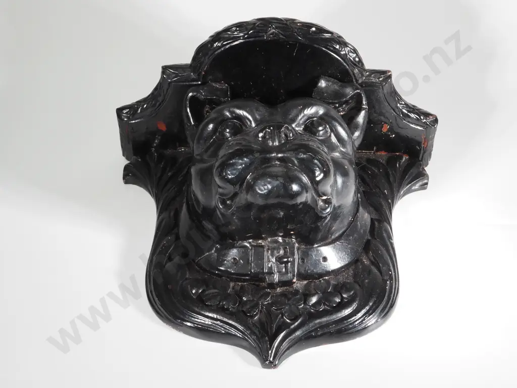 Black Wooden Carved Dog's Head Wall Bracket  Image 1++