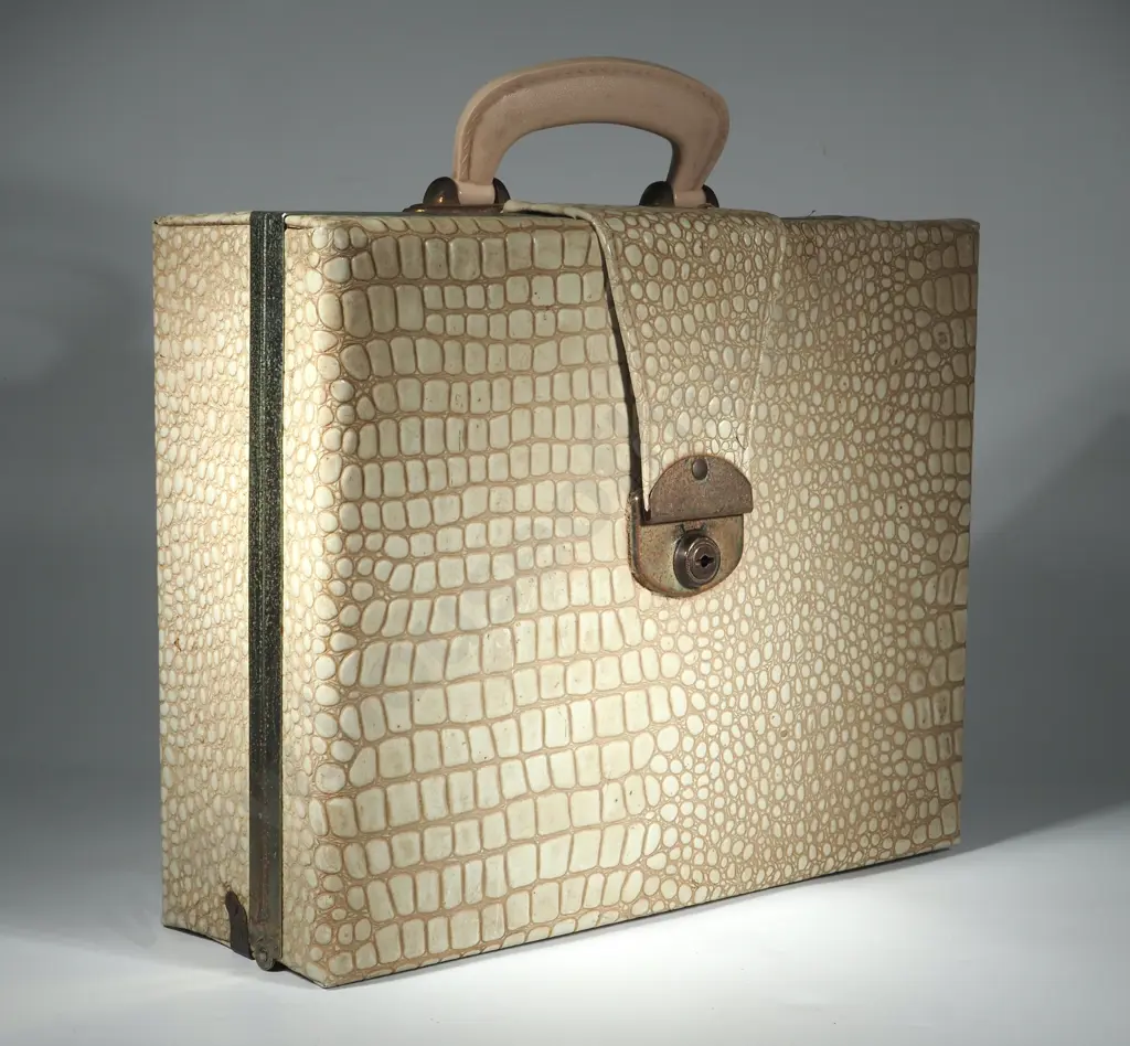 Faux Crocodile Skin Cream Makeup/Vanity  Case. Image 1++