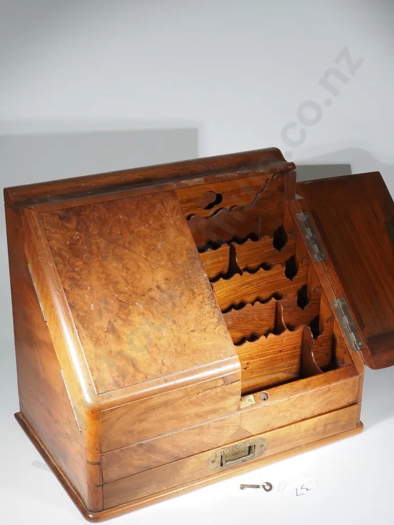 19th Century English Walnut Desk Compendium with Slope Front Image 1++