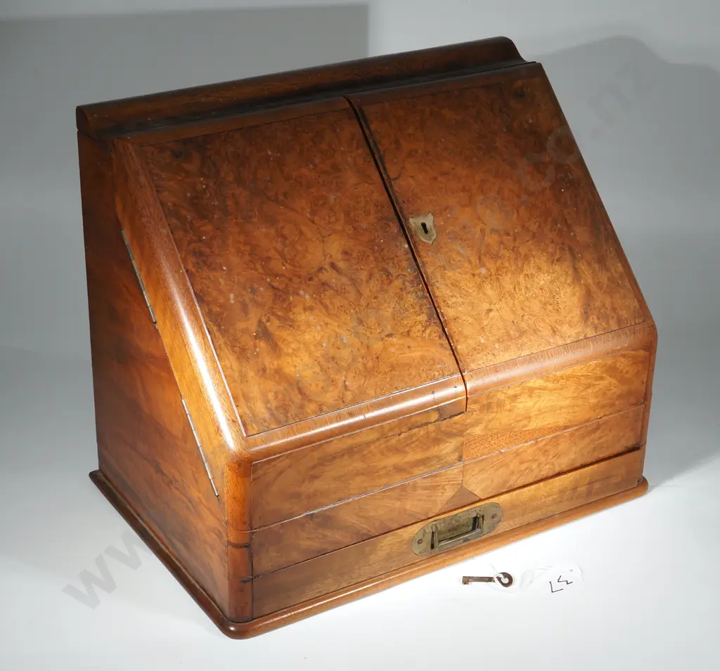 19th Century English Walnut Desk Compendium with Slope Front Image 1++
