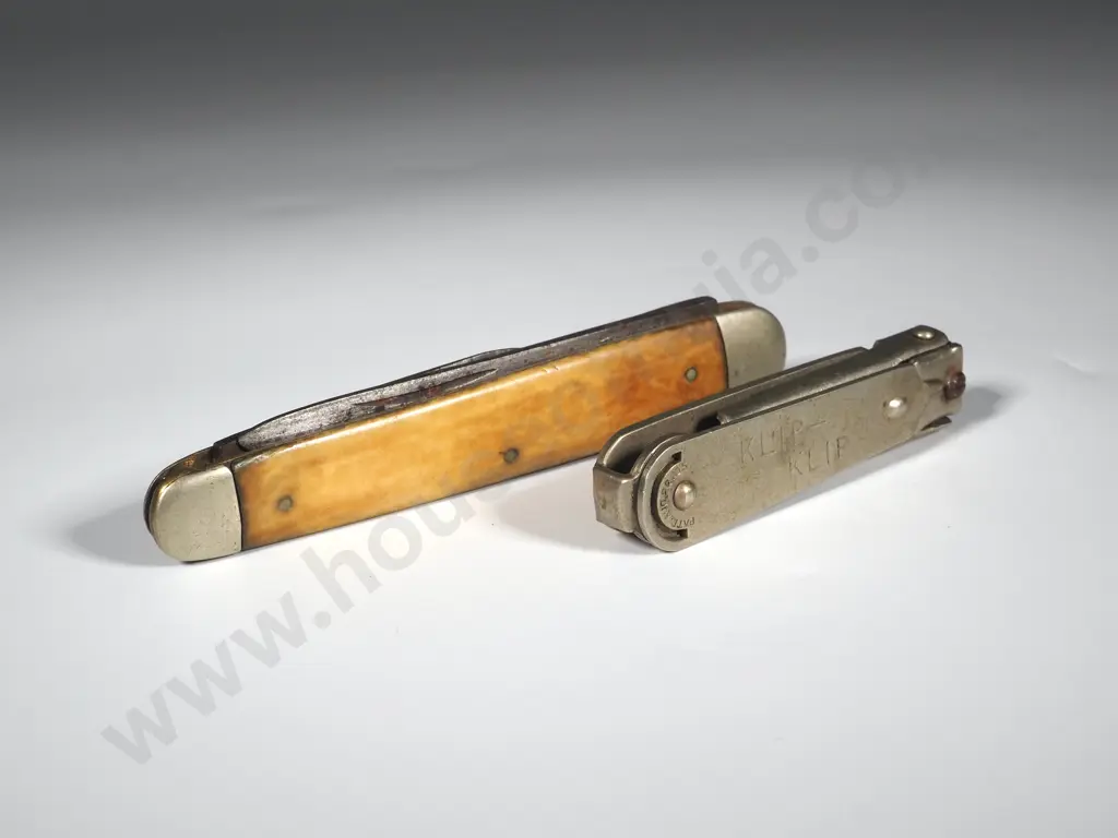 Vintage Bone Pocket Knife & A 'Klip Klip' Cigar Cutter Image 1++