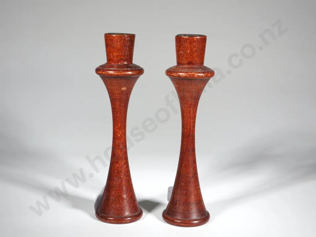 A Pair of Wooden Candle Sticks. Image 1++