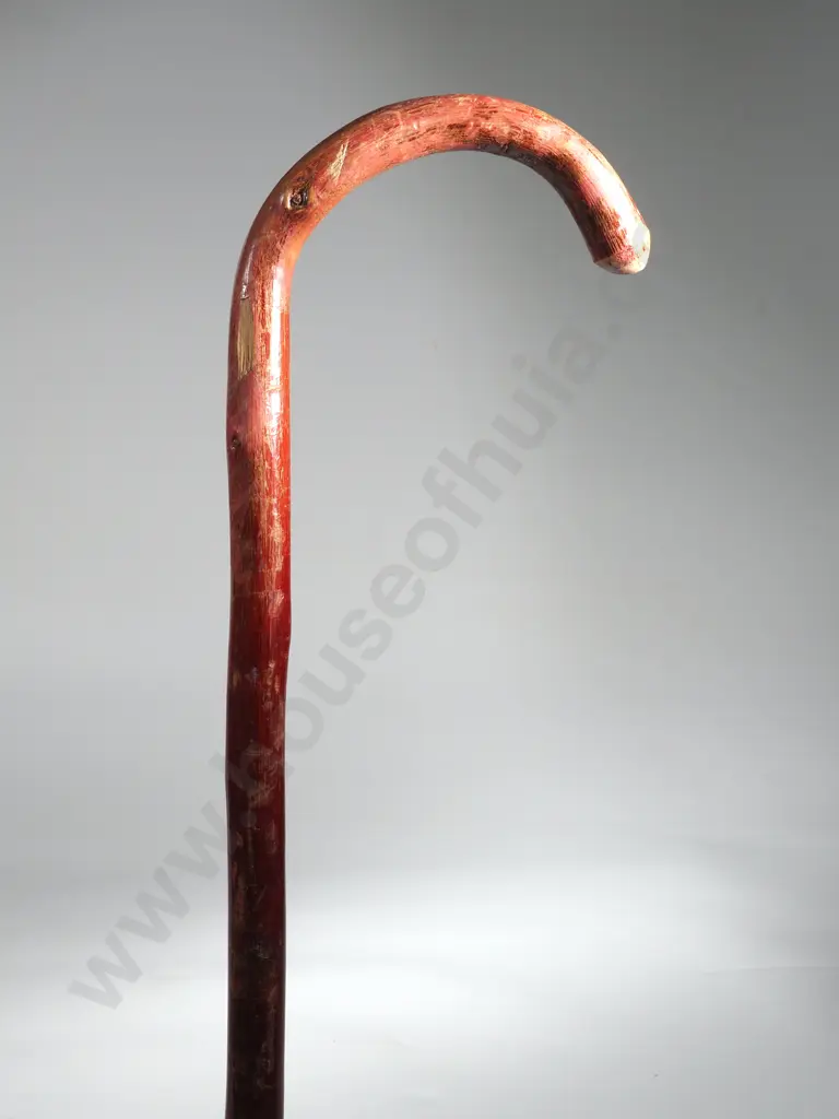 Curved Handle Walking Stick.  Rubber Stop. Image 1++