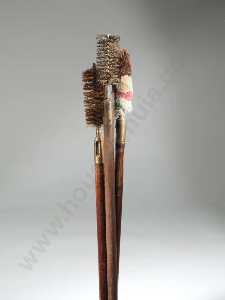 Vintage Wood & Brass 3 Piece Shotgun Cleaning Rod With Brush Tip Image 1++