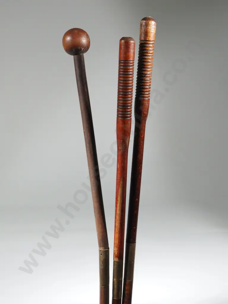 Vintage Wood & Brass 3 Piece Shotgun Cleaning Rod With Brush Tip Image 1++