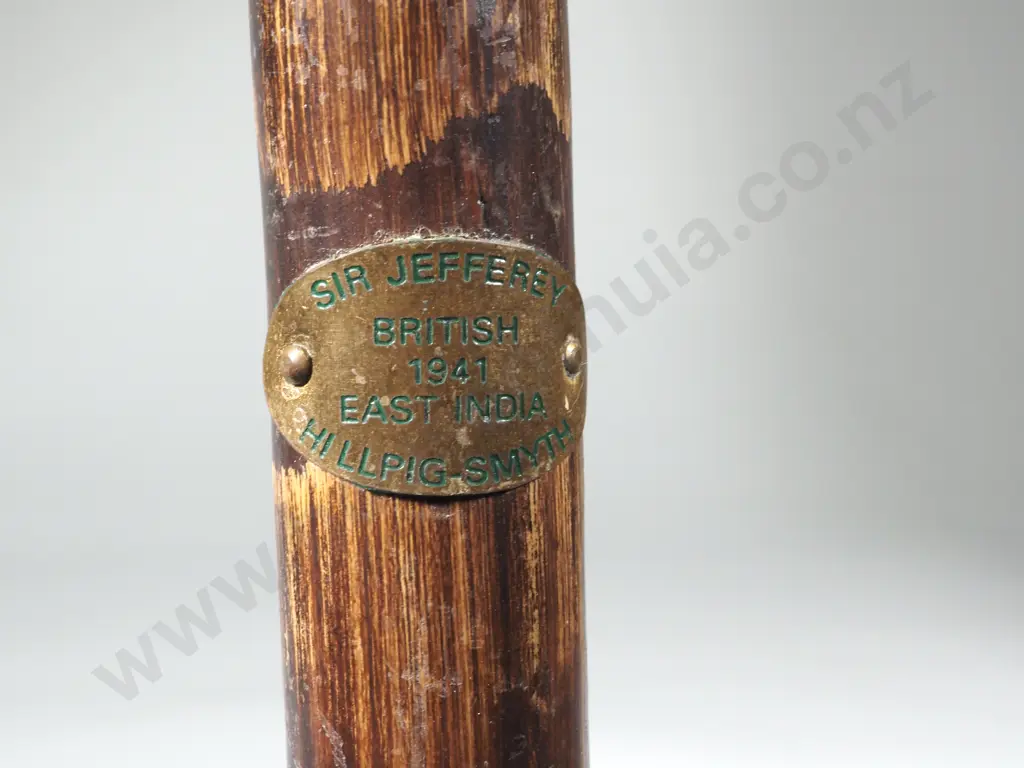 Vintage Sir Jeffery 1941 British East India Hillpig T Handle Wooden Walking Cane. Image 1++