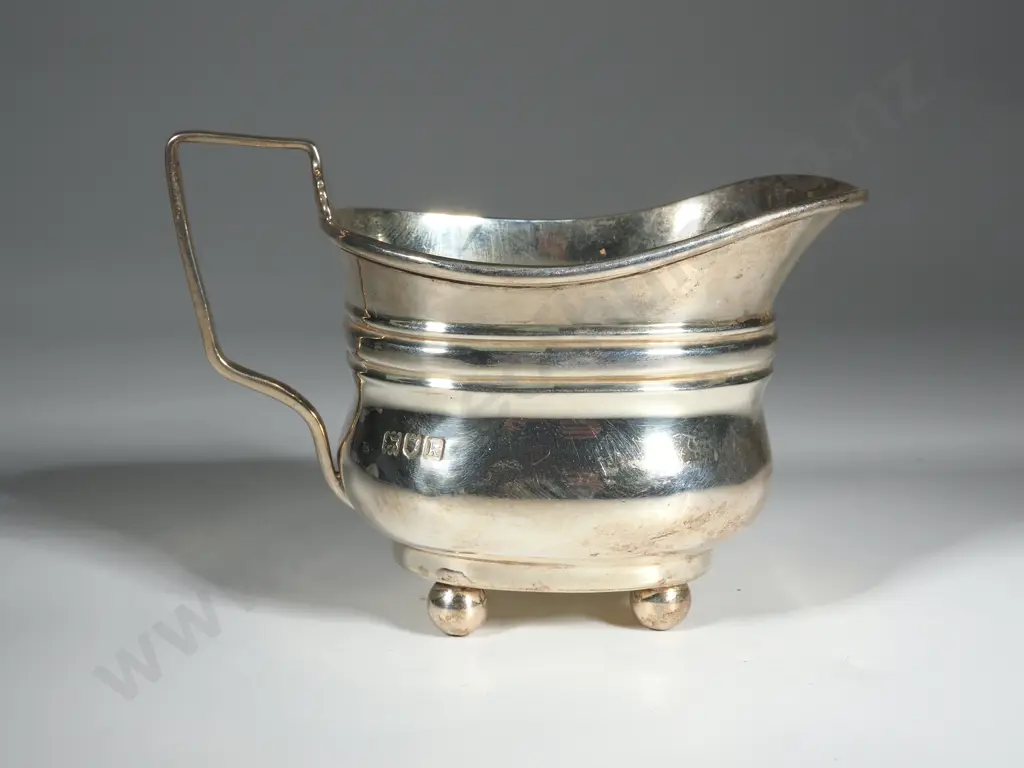 Sterling Silver Cream Jug On Ball Form Feet . London 1905 Image 1++