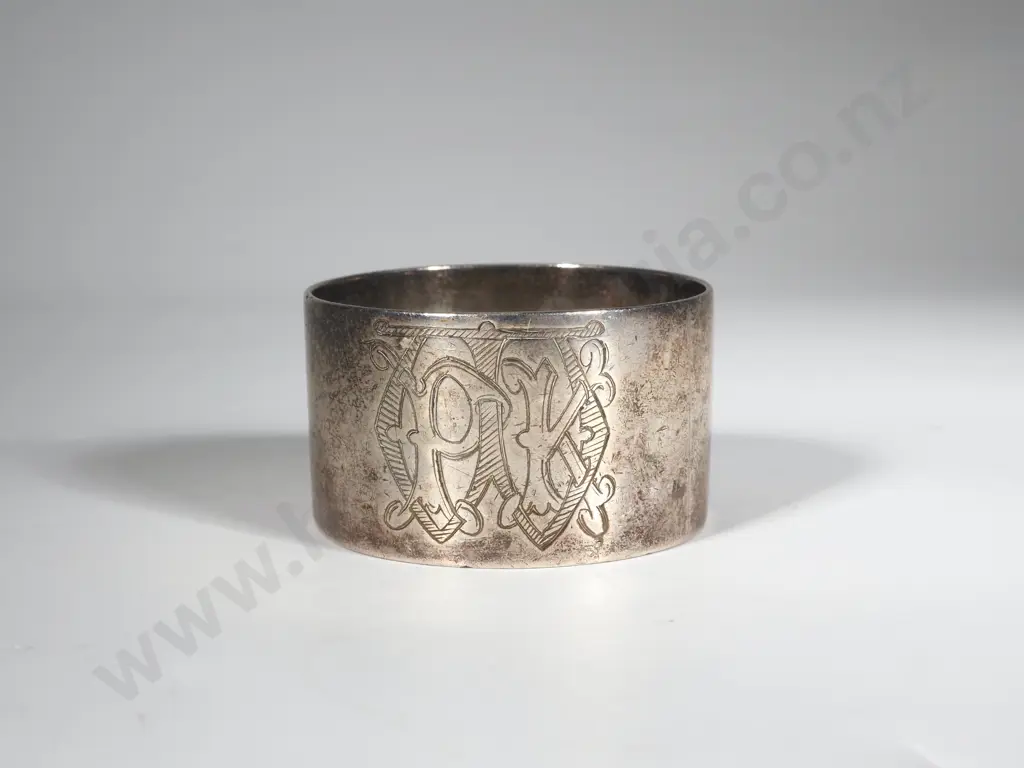 Engraved Silver Napkin Ring by B. Petersen & Co Image 1++