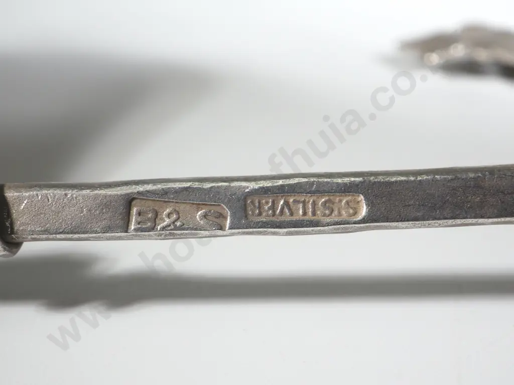 Set of Six Sterling Silver Figural Grape Leaf Spoons Image 1++