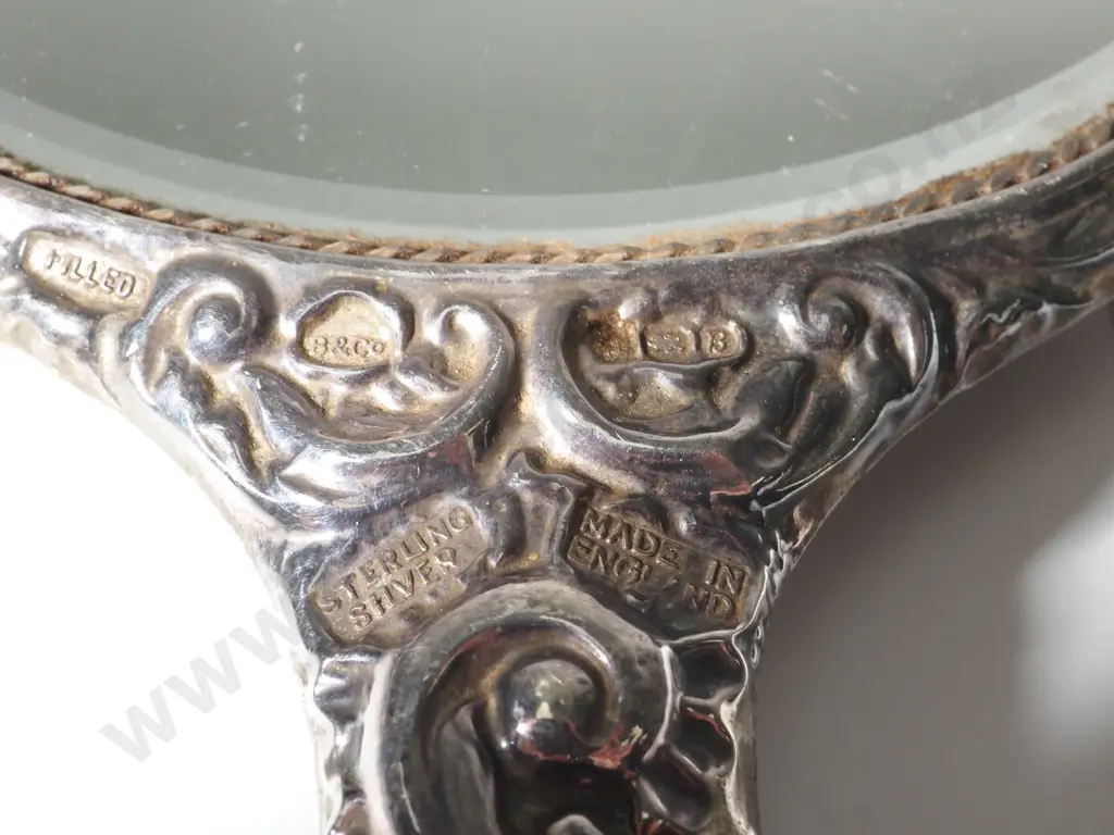 Vintage Sterling Silver Backed Hand Mirror. Image 1++