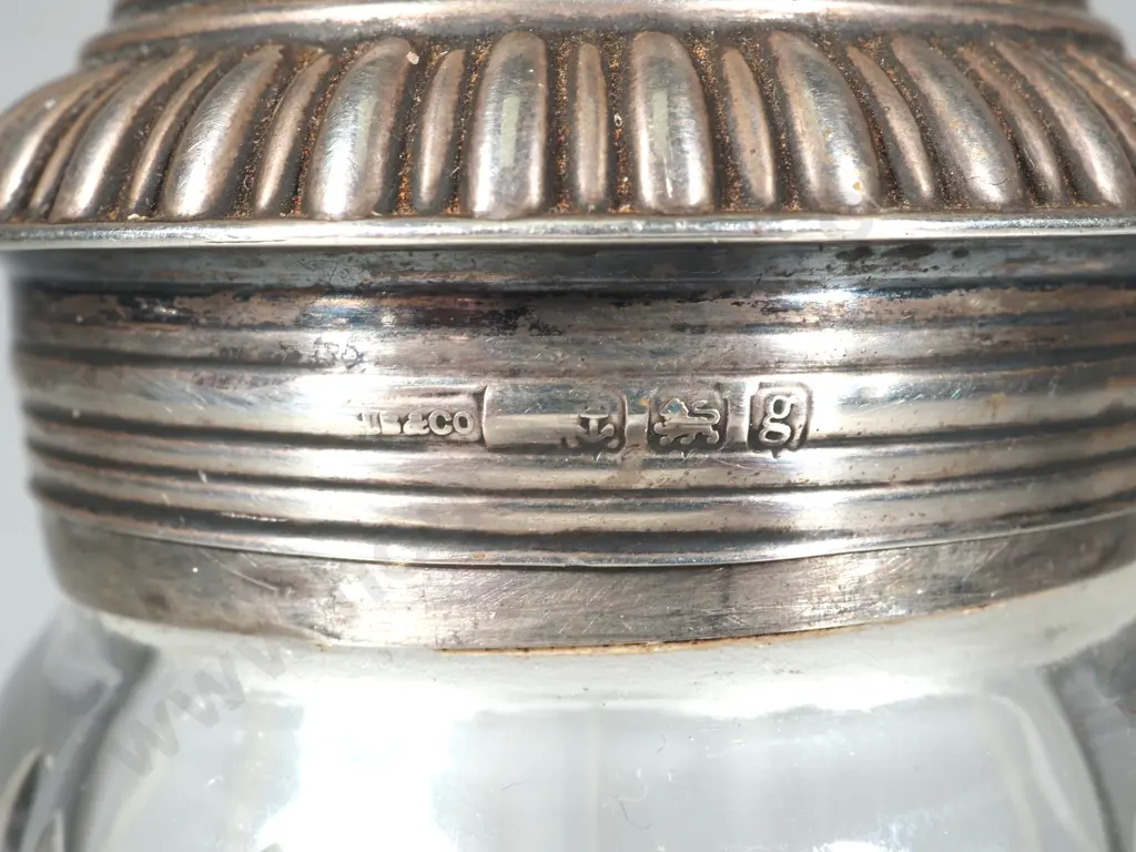 Sterling Silver & Glass Sugar Sifter. Birm 1906  Image 1++