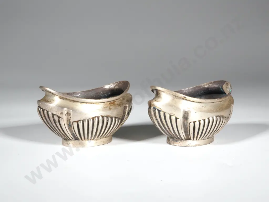 Pair Of Sterling Silver Boat Shaped Salts Image 1++