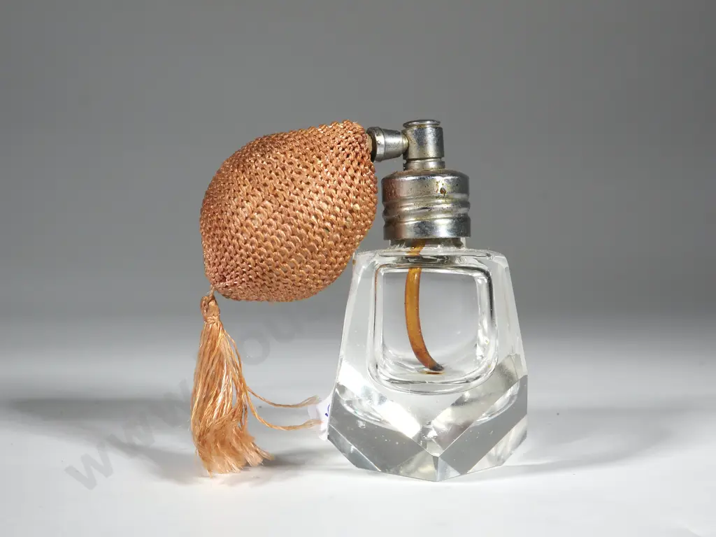 Vintage 1930s Clear Glass Perfume Atomiser w Silver Cap Image 1++