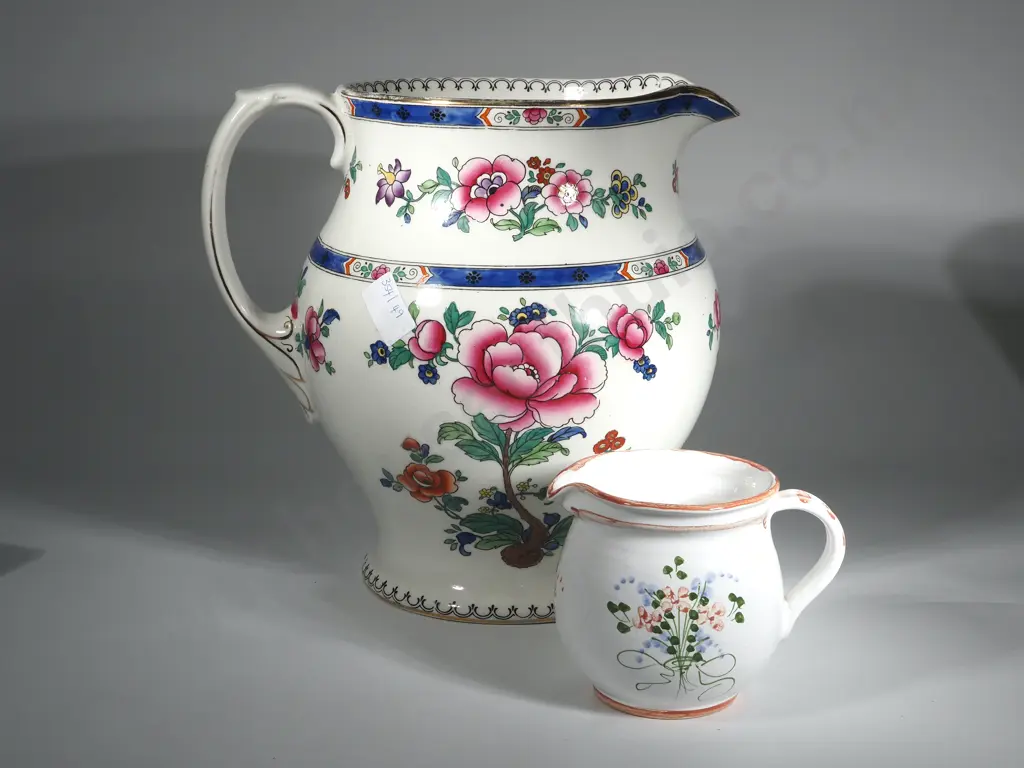 Large Antique Jug/pitcher England Maling Newcastle-on-tyne Handpainted Blue White with Floral Decoration Image 1++