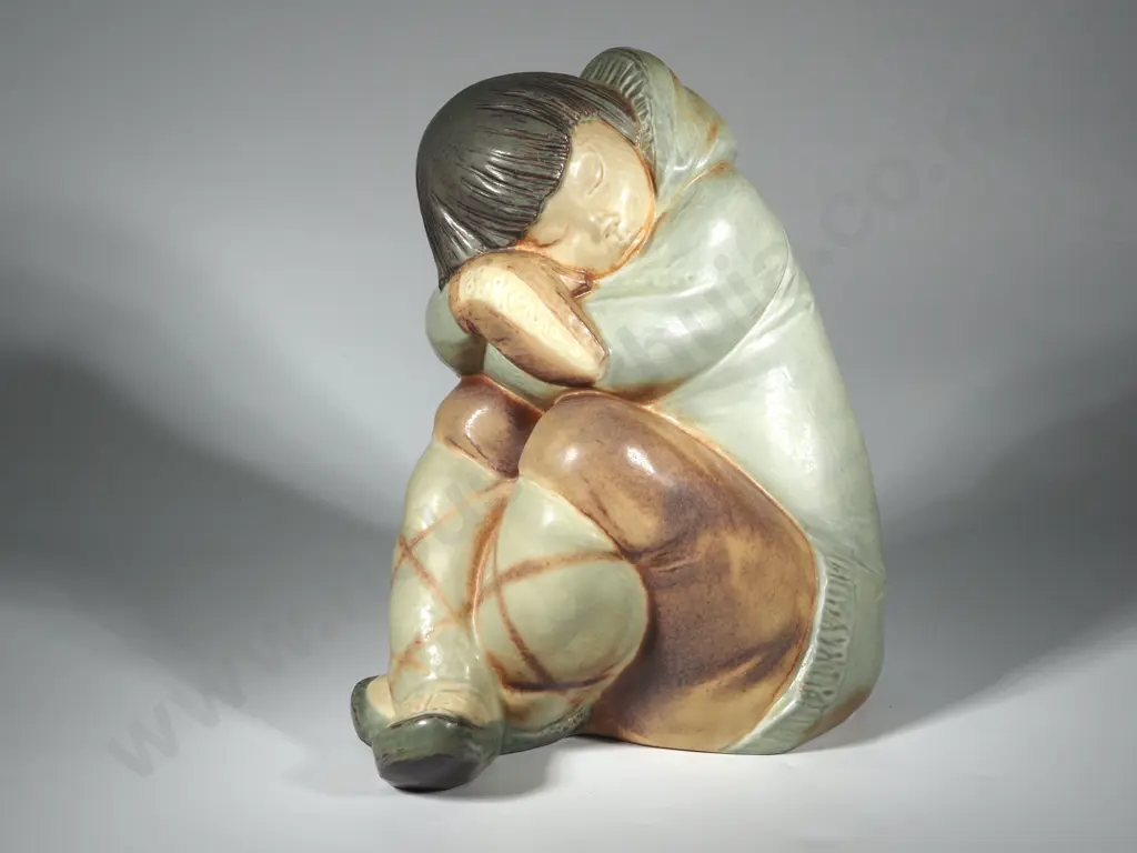 Large Lladro Stoneware Figure Of An Inuit Boy Niño Esquimal, Image 1++