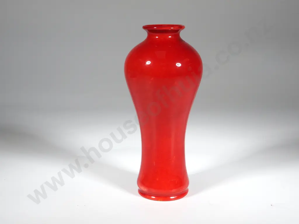 Small Red Royal Doulton Flambé Waisted Vase. Image 1++