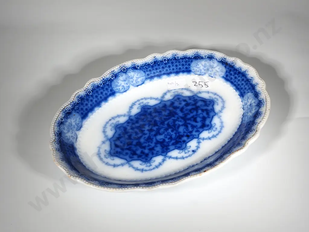 Antique Flow Blue & White Ashet Image 1++