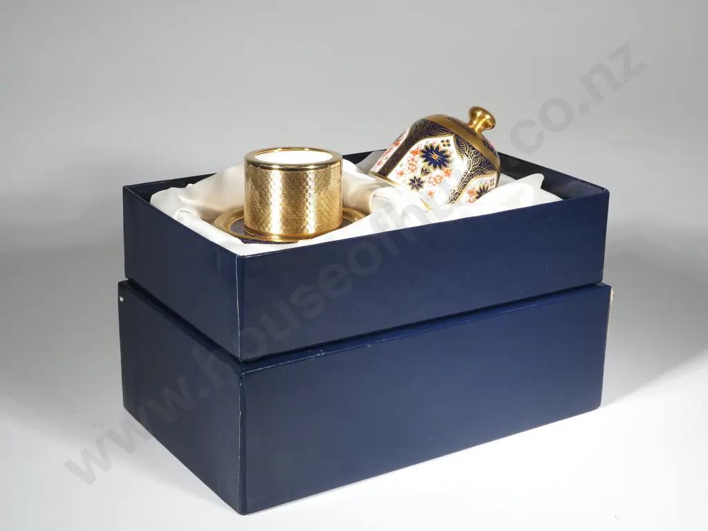 Royal Crown Derby Match Box & Cover. MIB Image 1++