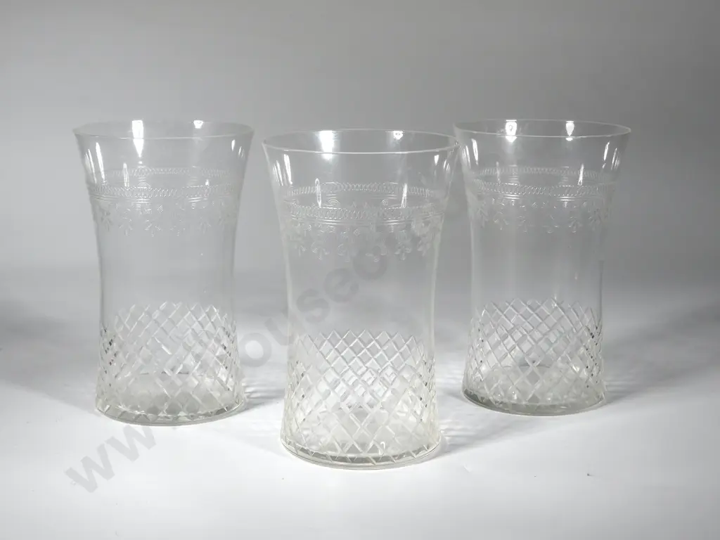 Three Etched Glass Tumblers Image 1++