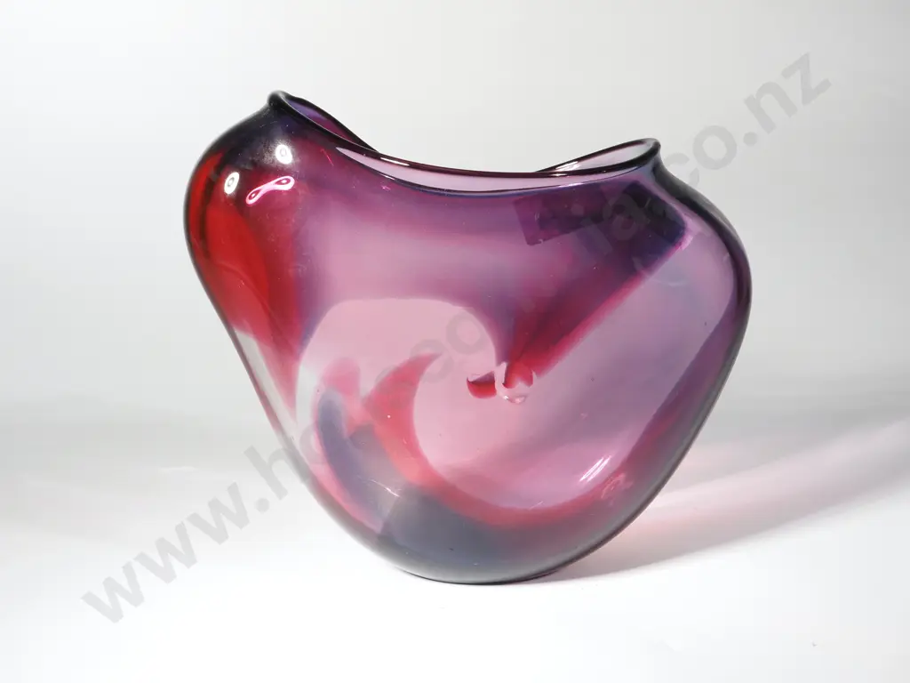 Handblown Hoglund Maroon/Violet Art Glase Vase. 1990. Image 1++