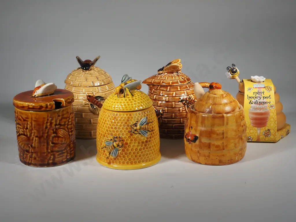 Six Ornamental Honey Pots in the Form of Beehives Image 1++