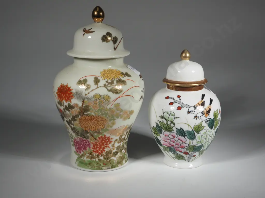Two White Ground Oriental Ginger Jars, One Satsuma Style Image 1++